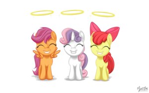 Rating: Safe Score: 0 Tags: 16:10 apple_bloom_(mlp) blue_eyes cutie_mark_crusaders_(mlp) digital_media_(artwork) e621 earth_pony equid equine eyes_closed feathered_wings feathers female feral friendship_is_magic fur group hair halo hasbro hi_res horn horse mammal multicolored_hair my_little_pony mysticalpha mythological_creature mythological_equine mythology orange_body orange_feathers orange_fur pegasus pony purple_hair quadruped red_hair ribbons scootaloo_(mlp) simple_background smile sweetie_belle_(mlp) tail two_tone_hair unicorn white_background white_body white_fur widescreen wings young young_feral User: bunchy7s
