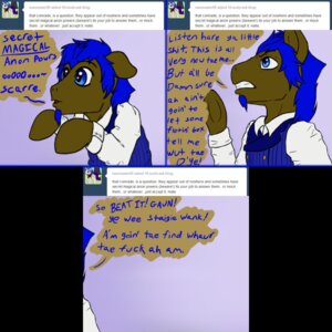 Rating: Questionable Score: 0 Tags: 10_souls 1:1 blue_eyes blue_hair clothing comic dialogue e621 english_text equid equine fan_character hair hasbro horse lovingwolf male mammal my_little_pony pony profanity question scary speech_bubble story text tumblr User: bunchy7s