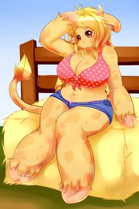 Rating: Questionable Score: 0 Tags: 2:3 anthro big_breasts bovid bovine breasts cattle cleavage clothed clothing e621 female front_view full-length_portrait hay hay_bale mammal maverick milk_(maverick) overweight overweight_anthro overweight_female portrait sitting solo tail User: bunchy7s