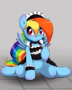 Rating: Questionable Score: 0 Tags: 2012 4:5 absurd_res accessory arm_support blue_body blue_feathers blue_fur blush clothed clothing clothing_lift e621 equid equine feathered_wings feathers female friendship_is_magic frilly frilly_accessory frilly_hairband fur grumblepluck hair hair_accessory hairband hasbro hi_res maid_uniform mammal multicolored_hair multicolored_tail my_little_pony mythological_creature mythological_equine mythology pegasus purple_eyes rainbow_dash_(mlp) rainbow_hair rainbow_tail shirt shirt_lift simple_background sitting smile solo spread_legs spreading tail topwear uniform wing_boner wings User: bunchy7s