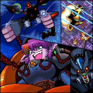 Rating: Safe Score: 0 Tags: 1:1 2008 4_panel_comic armor cockpit comic digital_media_(artwork) domestic_cat e621 ear_piercing explosion fangs felid feline felis female fight flying fur glowing glowing_eyes gorget laser_gun low_res machine mammal mecha multiple_images oekaki pauldron piercing pilot pixel_(artwork) purple_body purple_fur ramu ranged_weapon shooting solo teeth toysaurer tron_lines weapon User: bunchy7s