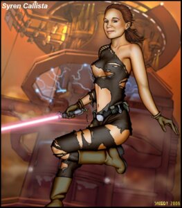Rating: Explicit Score: 0 Tags: 1girls 2006 boots brown_hair dated english_text female female_only gloves lightsaber nipples ponytail purple_lightsaber rule34 shabby_blue solo star_wars syren_callista torn_clothes User: bunchy7s