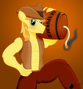 Rating: Questionable Score: 0 Tags: anthro anthrofied barrel braeburn_(mlp) clothing cowboy_hat e621 earth_pony equid equine friendship_is_magic fuse green_eyes hair hasbro hat headgear headwear hi_res horse male mammal my_little_pony orange_hair pony ponyboom powder_keg smile solo User: bunchy7s