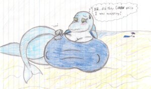 Rating: Questionable Score: 0 Tags: anthro aquatic beach big_breasts blush breasts candice_(dragon-heart) cetacean clothing colored_pencil_(artwork) dolphin dragon-heart e621 english_text female hi_res huge_breasts lying mammal oceanic_dolphin outside poking restricted_palette seaside sketch solo swimwear tail text thinking thought_bubble thoughtful_expression toothed_whale traditional_media_(artwork) User: bunchy7s