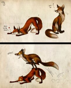 Rating: Questionable Score: 0 Tags: 2010 ambiguous_gender ass_up brown_body brown_fur butt canid canine culpeofox dipstick_tail doing_it_wrong duo e621 english_text feral feral_on_feral fox fur happy heart_symbol humor inviting jumping leapfrog looking_back mammal markings open_mouth orange_body orange_fur playful presenting presenting_hindquarters red_fox suggestive surprised tail tail_markings text toony traditional_media_(artwork) true_fox whiskers yellow_eyes yellow_sclera User: bunchy7s