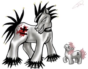 Rating: Safe Score: 0 Tags: alternate_species amber_eyes bell black_hair bleach_(series) crossover duo e621 equid equine evil_grin female feral hair hasbro horse kenpachi_zaraki male mammal mlp_g1 my_little_pony pink_hair ponification pony pre-g4 quadruped simple_background smile style_emulation unknown_artist white_background yachiru User: bunchy7s