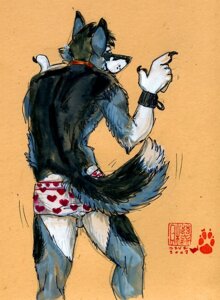 Rating: Safe Score: 0 Tags: 2007 5_fingers anthro blue_body blue_fur boxers_(clothing) canid canine claws clothed clothing collar dancing e621 fingers fur heart_boxers heart_clothing heart_pattern heart_pattern_underwear heart_symbol heart_underwear java looking_at_viewer looking_back male mammal motion_lines orange_background rear_view simple_background solo tail underwear underwear_only white_clothing white_underwear white_with_red_hearts_underwear User: bunchy7s