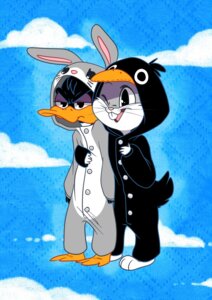 Rating: Safe Score: 0 Tags: anatid animal_hood animal_onesie anseriform anthro avian beak bird bugs_bunny bunny_costume clothing cloud cosplay costume daffy_duck duck duck_costume duo e621 lagomorph leporid looney_tunes male mammal not-a-comedian onesie outside rabbit rabbit_fursuit role_reversal sky skyscape warner_brothers User: bunchy7s