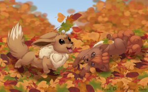 Rating: Safe Score: 0 Tags: 2010 ambiguous_gender brown_body brown_eyes brown_fur canid canine dukacia duo e621 eevee feral fur generation_1_pokemon leaf looking_at_viewer looking_up lying mammal multi_tail nintendo open_mouth outside pokemon pokemon_(species) sharp_teeth smile tail teeth tongue vulpix User: bunchy7s
