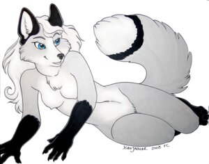 Rating: Questionable Score: 0 Tags: 2008 anthro arctic_fox blue_eyes canid canine casidhe casidhevixen e621 female fox fur greyscale hair mammal monochrome nipples nude signature simple_background solo spot_color tail true_fox white_background white_body white_fur white_hair xianjaguar User: bunchy7s