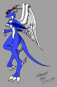 Rating: Safe Score: 0 Tags: 2007 3_toes accessory anthro anthrofied biped blue_body blue_eyes blue_hair blue_skin claws dragon dragonair e621 feathered_wings feathers feet generation_1_pokemon grey_background hair head_wings headband jor'rah_(snowfyre) looking_at_viewer male mythological_creature mythological_scalie mythology nintendo pokemon pokemon_(species) pokemorph scalie short_hair simple_background snowfyre solo standing tail toe_claws toes unusual_wing_placement white_body wings User: bunchy7s