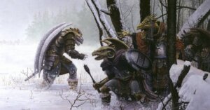 Rating: Safe Score: 0 Tags: 1986 anthro armor aurak baaz boots bozak bracers breastplate chainmail clothing dragonlance e621 fangs fog footwear group headgear helmet horn keith_parkinson mace male melee_weapon membrane_(anatomy) membranous_wings metal_shield outside pauldron plant round_shield scales scalie shoes sivak snow snowscape tan_body tan_scales teeth tree weapon wings winter User: bunchy7s