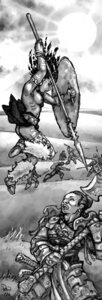 Rating: Questionable Score: 0 Tags: armor blood_on_the_hoof breasts dreams_of_the_first_age exalted exposed_breasts female greyscale human jumping monochrome rule34 shield spear User: bunchy7s