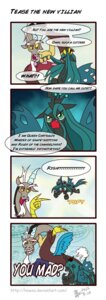 Rating: Safe Score: 0 Tags: 2012 absurd_res antlers arthropod blue_body blue_feathers changeling_(mlp) chimera comic dialogue discord_(mlp) draconequus duo e621 english_text equid feathered_wings feathers female feral friendship_is_magic green_eyes green_hair hair hasbro hi_res horn howxu insect_wings male mammal membrane_(anatomy) membranous_wings meme my_little_pony queen_chrysalis_(mlp) red_eyes text transformation trollface wings User: bunchy7s