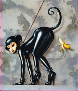 Rating: Questionable Score: 0 Tags: absurd_res all_fours animal_humanoid banana bodysuit clothing collar e621 english_text female food food_fetish footwear fruit haplorhine hi_res high_heels humanoid latex leash mammal mammal_humanoid monkey monkey_humanoid painting_(artwork) plant primate primate_humanoid raised_tail shoes skinsuit solo spikes suggestive suggestive_food tail text tight_clothing traditional_media_(artwork) trevor_brown zipper User: bunchy7s