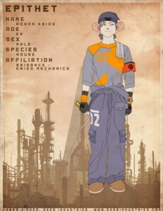 Rating: Safe Score: 0 Tags: 2008 anthro armband beanie brown_hair city cityscape clothing coveralls e621 english_text epithet fingerless_gloves gloves hair handwear hat headgear headwear j_axer male mammal mouse murid murine rodent short_hair solo tail text User: bunchy7s