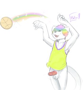 Rating: Explicit Score: 0 Tags: anthro ball basketball basketball_(ball) bottomless clothed clothing domestic_cat e621 erection felid feline felis femboy fur genitals hair hi_res horrorbuns humanoid_genitalia humanoid_penis male mammal multicolored_hair penis rainbow rainbow_hair revy_(revy) simple_background solo sparkles tail white_background white_body white_fur User: bunchy7s