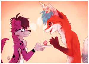 Rating: Safe Score: 0 Tags: 2012 anthro apron balloon blue_hair border brown_hair candle canid canine canis clothing cupcake domestic_dog duo e621 eye_contact female food fox fur hair happy hat headgear headwear hi_res imalou inflatable looking_at_another male mammal open_mouth orange_eyes party_hat plate purple_eyes tongue tongue_out white_border User: bunchy7s
