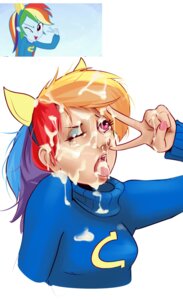 Rating: Explicit Score: 0 Tags: 2014 blue_body blue_skin bodily_fluids clothing cum cum_in_mouth cum_inside cum_on_clothing cum_on_face e621 equestria_girls female genital_fluids gesture grandfathered_content hair hand_gesture hasbro hi_res human looking_at_viewer makeup mammal multicolored_hair my_little_pony not_furry one_eye_closed pose purple_eyes rainbow_dash_(eg) rainbow_hair raised_arm screencap shirt_logo simple_background solo sundown_(artist) sweater topwear v_sign white_background wink User: bunchy7s