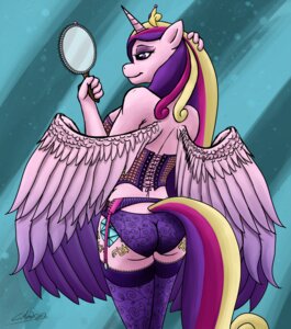 Rating: Questionable Score: 0 Tags: 2012 anthro anthrofied breasts clothing corset cutie_mark e621 equid equine feathered_wings feathers female friendship_is_magic fur garter_belt garter_straps hair hand_mirror hasbro hi_res horn legwear lingerie looking_at_mirror looking_at_object luffsas mammal mirror multicolored_hair my_little_pony mythological_creature mythological_equine mythology panties pink_body pink_feathers pink_fur princess_cadance_(mlp) purple_eyes side_boob solo stockings tail thigh_highs topwear underwear winged_unicorn wings User: bunchy7s