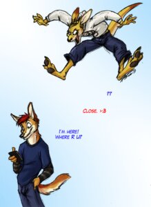 Rating: Safe Score: 0 Tags: amonomega anthro canid canine canis coyote digitigrade duo e621 kangaroo kirron_(character) macropod male mammal marsupial roko tail User: bunchy7s