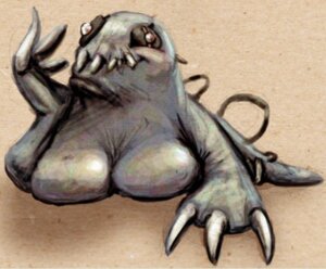 Rating: Questionable Score: 0 Tags: argema-brassingtonei bandai_namco big_breasts breasts claws cleavage clothed clothing coy digimon digimon_(species) e621 female goo_creature looking_at_viewer monster not_furry raremon solo teeth User: bunchy7s