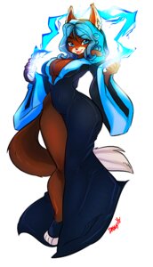 Rating: Safe Score: 0 Tags: 2012 anthro biped blue_eyes blue_hair breasts brown_body brown_fur cleavage clothed clothing curvy_figure dipstick_tail domestic_cat dress e621 electricity feet felid feline felis female fur hair hindpaw lightning lips looking_at_viewer luvon magic mammal markings paws short_hair simple_background skimpy smile solo standing tail tail_markings white_background wide_hips User: bunchy7s