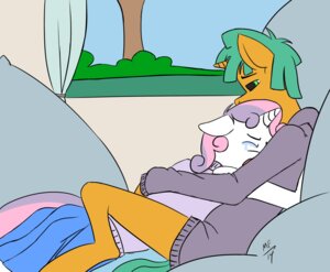 Rating: Safe Score: 0 Tags: anthro bed bodily_fluids bottomless bottomwear clothed clothing comforting crying duo e621 equid equine female friendship_is_magic furniture green_eyes green_hair hair hasbro hi_res hoodie horn hug lying male male/female mammal my_little_pony mythological_creature mythological_equine mythology orange_body pink_hair romantic romantic_couple skirt snails_(mlp) solisdrawstuff sweetie_belle_(mlp) tears topwear unicorn white_body window User: bunchy7s