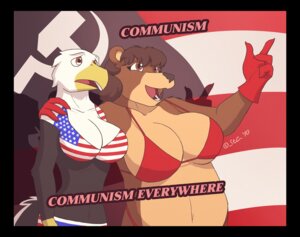 Rating: Safe Score: 0 Tags: 2010 4_fingers accipitrid accipitriform american_flag american_flag_bikini anthro avian bald_eagle beak bear big_breasts bikini bird black_border border breasts brown_body brown_fur brown_hair brown_nose cleavage clothed clothing communism duo e621 eagle eyebrows eyelashes female fingers flag flag_background flag_bikini flag_clothing flag_print flag_swimwear fur gloves hair hammer_and_sickle hand_on_shoulder handwear huge_breasts jane_(spotty_the_cheetah) lol_comments mammal meme midriff natasha_(spotty_the_cheetah) navel open_mouth overweight politics print_bikini print_clothing print_swimwear russia russian sea_eagle signature skimpy soviet_union spotty_the_cheetah swimwear teeth tight_clothing tongue two-piece_swimsuit united_states_of_america User: bunchy7s
