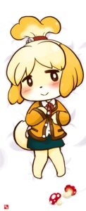 Rating: Safe Score: 0 Tags: animal_crossing anthro bell black_eyes blonde_hair blouse blush bottomwear canid canine canis cardigan chibi clothed clothed_anthro clothed_female clothing dakimakura dakimakura_design domestic_dog e621 female female_anthro fungus green_bottomwear green_clothing green_skirt hair hair_bun isabelle_(animal_crossing) looking_at_viewer lying mammal minagata mushroom nintendo ribbons shih_tzu skirt smile solo tail topwear toy_dog User: bunchy7s