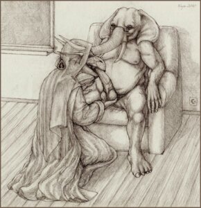 Rating: Explicit Score: 0 Tags: 2010 anthro balls chair claws cloak clothing dragon duo e621 elephant elephantid erection eyewear fellatio female female_penetrated furniture genitals glasses habit hi_res horn hysterium interspecies kneeling lesson male male/female male_penetrating male_penetrating_female mammal mature_male monochrome mythological_creature mythological_scalie mythology nun oral oral_penetration penetration penile penis priest proboscidean proboscis_(anatomy) scalie sex slightly_chubby slightly_chubby_male spread_legs spreading tongue traditional_media_(artwork) trunk_(anatomy) yinepu yinepu_(character) User: bunchy7s