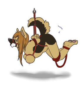 Rating: Questionable Score: 0 Tags: anthro baddognobiscuits bdsm bondage bone_gag bound breasts canid canine canis domestic_dog e621 female gag gagged german_shepherd hair hands_behind_back herding_dog long_hair mammal nipples nude pastoral_dog pawpads paws raised_tail rope simple_background solo submissive submissive_female suspension tail text white_background User: bunchy7s