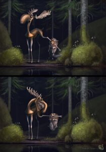 Rating: Safe Score: 0 Tags: 2010 ambiguous_gender bite canid canine canis colored comic deer detailed_background digital_media_(artwork) digitigrade duo e621 feral forest hooves humor light lighting mammal moose nature new_world_deer nightmare_fuel noukah outside plant quadruped role_reversal size_difference tail teeth tree wolf wood User: bunchy7s