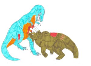 Rating: Questionable Score: 0 Tags: ambiguous_gender battle black_eyes blood blue_body blue_scales bodily_fluids bone_frill brown_body brown_scales ceratopsian ceratopsid chasmosaurine chris-sowden claws colored_nails countershading dinosaur duo e621 feral fight frill_(anatomy) hi_res horn impalement looking_at_viewer looking_down marginocephalian marker_(artwork) nails orange_body orange_countershading ornithischian prehistoric_species raised_leg reptile saurischian scales scalie scratches simple_background tail theropod thick_tail traditional_media_(artwork) triceratops tyrannosaurid tyrannosauroid tyrannosaurus tyrannosaurus_rex white_background white_claws white_horn white_nails wounded User: bunchy7s