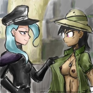 Rating: Questionable Score: 0 Tags: 1:1 2012 alternate_species armor assisted_exposure blue_hair breasts clothed clothing daring_do_(mlp) duo e621 ear_piercing female female/female friendship_is_magic gloves hair handwear hasbro hat headgear headwear helmet human humanized jewelry john_joseco mammal my_little_pony necklace nipples not_furry open_clothing open_shirt open_topwear peaked_cap piercing pink_eyes pith_helmet purple_eyes shirt small_breasts topwear trixie_(mlp) undressing User: bunchy7s