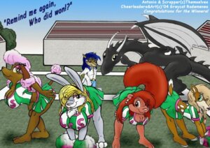 Rating: Questionable Score: 0 Tags: 2004 anthro barefoot bent_over beth_blosoms big_breasts black_body black_nose black_scales blonde_hair bottomwear breasts brown_body brown_fur canid canine canis cheerleader cheerleader_outfit clothed clothing copyright_symbol countershade_face countershading crop_top deer domestic_dog dragon e621 ear_piercing feet female football_field frenchie_(greycat_r) fur grey_body grey_fur greycat_rademenes group hair horn huge_breasts lagomorph leporid male mammal mythological_creature mythological_scalie mythology new_world_deer non-mammal_breasts outside piercing pink_hair pink_nose pom_poms poodle rabbit red_body red_fur red_hair rodent scales scalie sciurid shirt skirt symbol tail tail_under_skirt topwear tree_squirrel white-tailed_deer white_body white_fur User: bunchy7s
