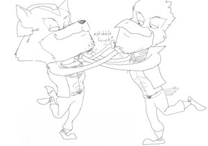 Rating: Safe Score: 0 Tags: anthro avian bird canid canine chin duo e621 falco_lombardi fox fox_mccloud fredryk_phox male mammal manly monochrome nintendo paintchat star_fox stubble stubbletouch tail User: bunchy7s