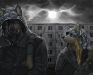 Rating: Safe Score: 0 Tags: 5:4 alternate_species anthro black_hair blonde_hair blue_eyes brown_eyes building camo camo_clothing camo_hood camo_print canid canine canis clothed clothing cloud commie_block destroyed_building duo e621 female furrification gas_mask hair hat hazard_symbol headgear headwear hood jacket koul koul_fardreamer long_hair male mammal mask pattern_clothing print_clothing print_hood radiation_symbol radiation_symbol_print s.t.a.l.k.e.r. short_hair symbol topwear ukraine wolf User: bunchy7s