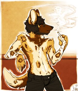 Rating: Safe Score: 0 Tags: 5_fingers african_wild_dog anthro beard black_hair black_nose brown_body brown_fur canid canine cigarette clothed clothing e621 eyewear facial_hair fingers front_view fur glasses hair holding_object looking_aside male mammal nipples open_mouth orange_body orange_fur outside semi-colon semicolon_(punctuation) short_hair smoke smoke_from_mouth smoking solo tail topless white_body white_fur User: bunchy7s