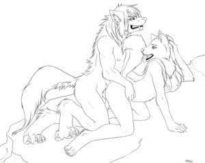 Rating: Explicit Score: 0 Tags: all_fours anthro azelyn balls breasts canid canine canis doggystyle duo e621 erection female from_behind_position genitals male male/female mammal monochrome nude penis raised_tail sex tail wolf User: bunchy7s
