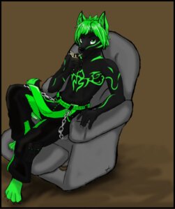 Rating: Safe Score: 0 Tags: anthro biped black_body black_fur canid canine canis chain chair cigarette clothed clothing e621 fur furniture green_eyes green_hair green_markings hair looking_at_viewer male mammal markings nemisis_frakture recliner sitting smoking solo topless wolf yume_redpanda User: bunchy7s