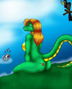 Rating: Questionable Score: 0 Tags: anthro aquatic arturo_juarez beak black_body black_feathers branch breasts butt e621 eyeshadow feathers female feral fish grass green_body green_scales group hair heart_symbol lizard looking_aside looking_at_another looking_down looking_up makeup nipples non-mammal_breasts non-mammal_nipples nude on_branch open_mouth orange_hair outside partially_submerged plant raised_tail reptile scales scalie side_boob sitting solo_focus tail tattoo tongue tongue_out water yellow_body yellow_scales User: bunchy7s