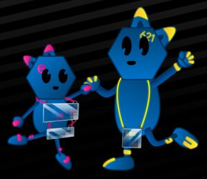Rating: Questionable Score: 0 Tags: anthro black_background black_eyes black_nose blue_body contest convenient_censorship dancing duo e621 female hand_holding hexagon jewelry male mascot mascot_contest necklace nude on_one_leg pixelated simple_background standing unknown_artist unknown_species User: bunchy7s