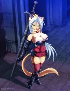 Rating: Questionable Score: 0 Tags: alternative_fashion anthro aria_(kingofkof) armor boots breasts cleavage clothed clothing crown domestic_cat e621 felid feline felis female footwear gloves handwear headgear hi_res high_heeled_boots high_heels holding_melee_weapon holding_object holding_sword holding_weapon kingofkof legwear mammal matypup melee_weapon shoes solo sword tail thigh_highs unconvincing_armor weapon User: bunchy7s
