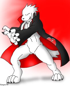 Rating: Safe Score: 0 Tags: akamaru akatsuki anthro artist_name canid canine canis claws clothed clothing coat domestic_dog e621 eyes_closed featureless_crotch finger_claws fur gradient_background male mammal naruto open_clothing open_robe pose reagan700 red_background robe simple_background smile solo tail teeth text toe_claws topwear white_background white_body white_fur User: bunchy7s