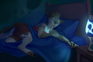 Rating: Safe Score: 0 Tags: anthro bed bed_covers bedding biped black_nose blanket bodily_fluids bottomwear canid canine canis claws clothed clothing countershading demicoeur digital_media_(artwork) drooling e621 eyes_closed fangs feet female fully_clothed fur furniture gloves_(marking) grey_body grey_fur lamp lava_lamp lying mammal markings nightstand off_shoulder on_side open_mouth pillow saliva shirt shorts sleeping solo tank_top teeth toeless_(marking) topwear white_body white_fur wolf User: bunchy7s