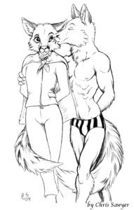 Rating: Questionable Score: 0 Tags: 2009 adolescent anthro arm_grab ash_fox_(fantastic_mr._fox) athletic black_and_white bulge canid canine cheek_lick chris_sawyer claws clothed clothing cousins_(lore) duo e621 eyes_closed face_lick fantastic_mr._fox fluffy fluffy_tail fox front_view fully_clothed hand_behind_back hands_behind_back incest_(lore) kissing kristofferson_silverfox licking male male/male mammal monochrome nipples red_fox simple_background standing swimwear tail tongue tongue_out topless true_fox white_background young young_anthro User: bunchy7s