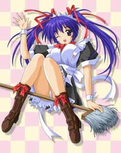 Rating: Explicit Score: 0 Tags: blue_hair broom broom_riding checkered checkered_background female highres looking_at_viewer maid mop one_eye_closed panties pantyshot pantyshot_(sitting) pantyshot_sitting ribbon ribbons rule34 side_saddle_position sitting solo underwear waving waving_at_viewer white_panties wink User: bunchy7s