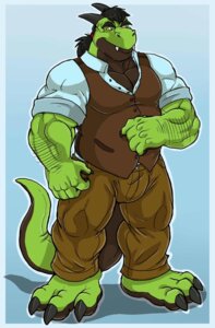 Rating: Safe Score: 0 Tags: 2013 amber_eyes anthro arody barefoot belly biceps big_muscles biped black_body black_hair black_horn black_scales blue_background bottomwear brown_body brown_skin bulge claws clothed clothing drag_(character) dragon e621 fangs feet fully_clothed green_body green_scales green_skin grin hair hairy hi_res hindpaw horn jacket looking_at_viewer male muscular muscular_anthro muscular_male mythological_creature mythological_scalie mythology pants paws pecs ponytail pose reptile scales scalie shirt simple_background slightly_chubby smile solo standing tail teeth tight_clothing toe_claws toes topwear vest yellow_eyes User: bunchy7s