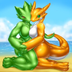 Rating: Questionable Score: 0 Tags: 1:1 anthro beach breasts cloud detailed_background dragon duo e621 female glistening green_eyes location_now mythological_creature mythological_scalie mythology non-mammal_breasts orange_eyes outside reptile sand scalie seaside sky tail User: bunchy7s
